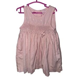 Vintage Cuddle Bear Baby Girls Pink Corduroy Smocked Dress 18 Months